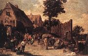 TENIERS, David the Younger, Peasants Dancing outside an Inn wt